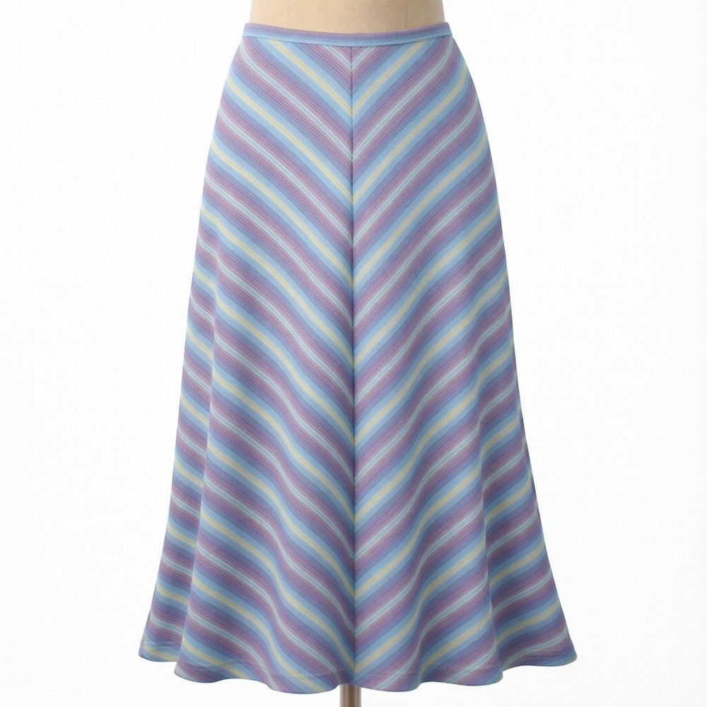 Vintage Full Circle Maxi Skirt Blue XS Boho Festival Striped Pastel Beach Preppy